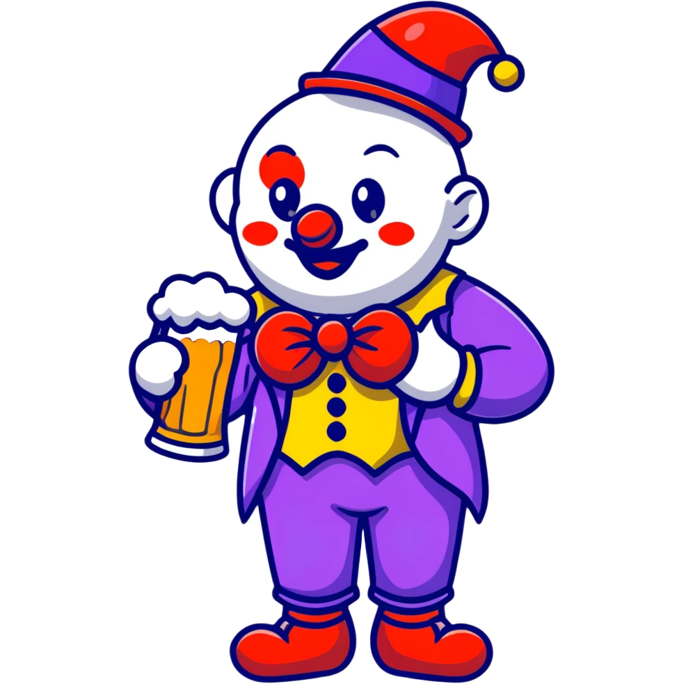 clown with a beer emoji