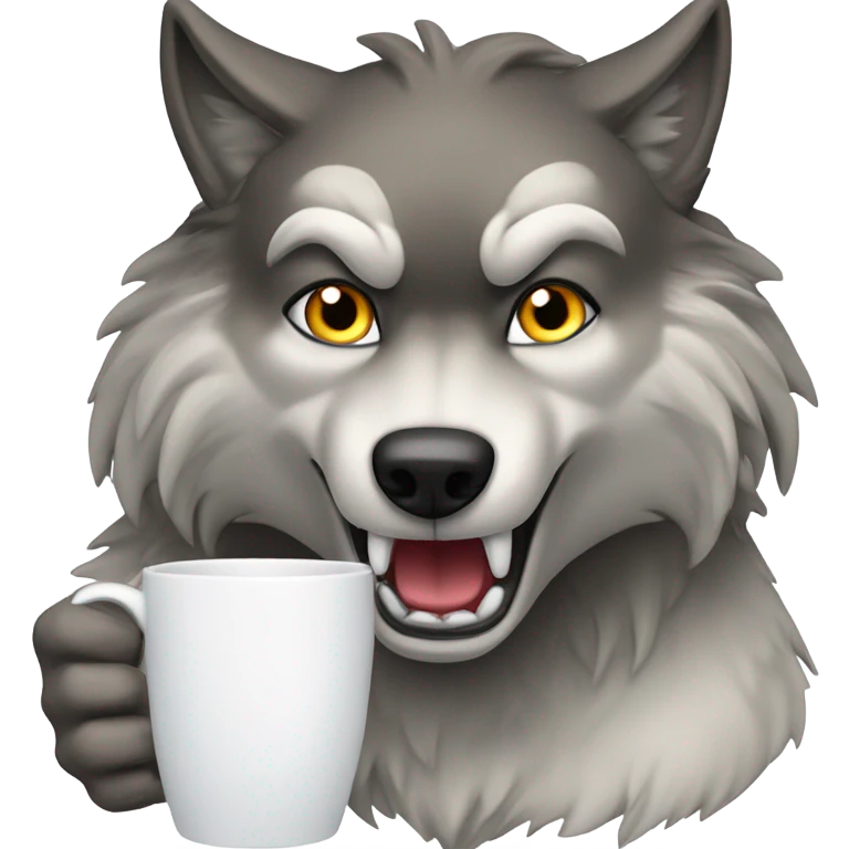 Wolf condescending drinking white mug emoji