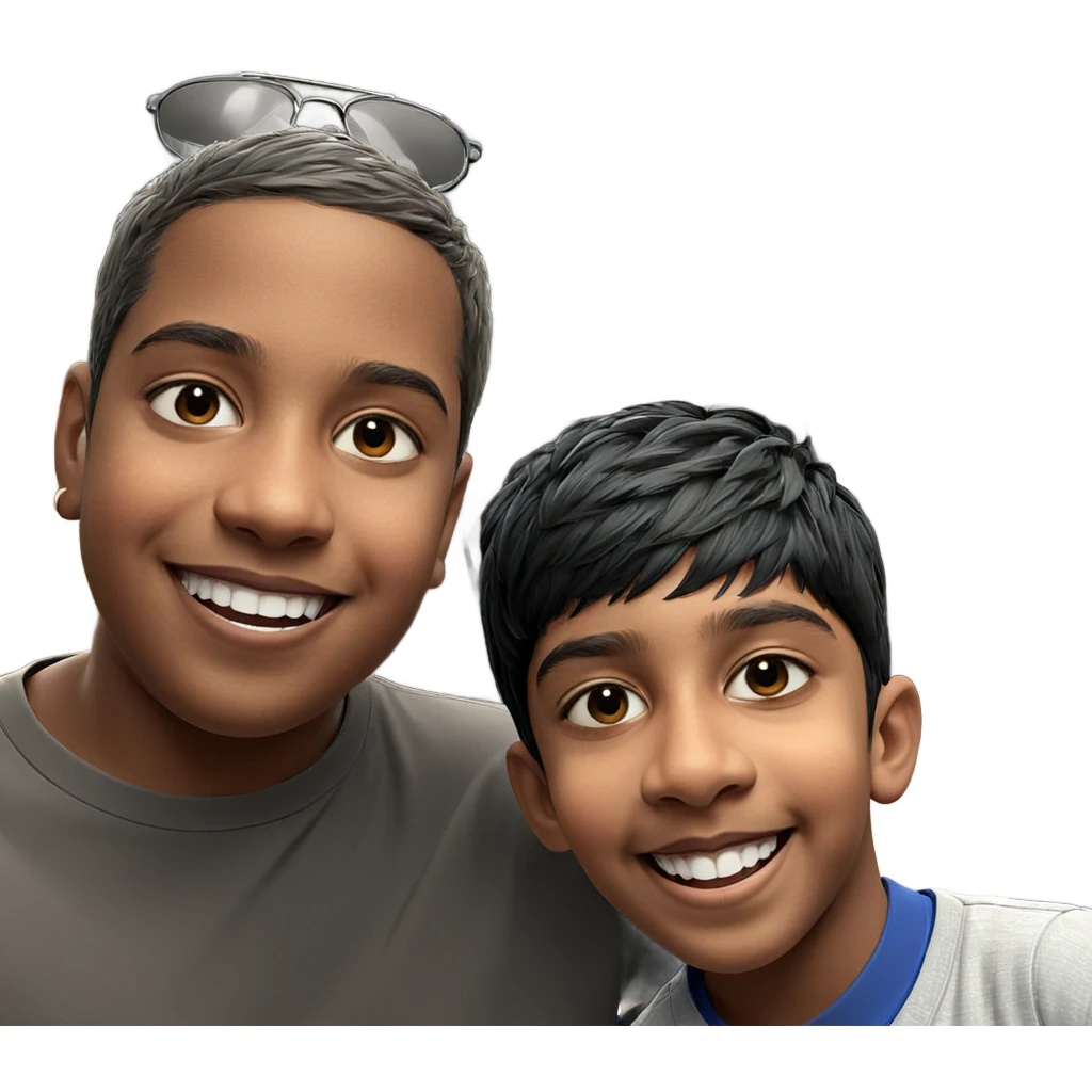 two boys smiling indoors emoji