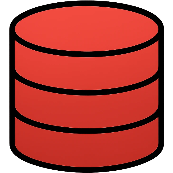 A red cylindrical database icon with horizontal lines emoji