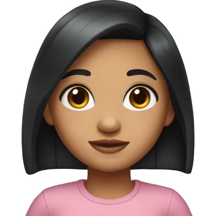 A memory of a sweet and cute girl with straight black hair and wearing hoop earrings memoji emoji