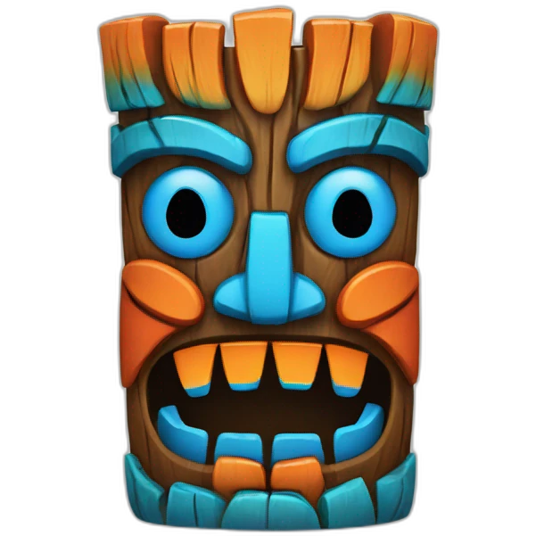 Tiki with colors blue and orange emoji