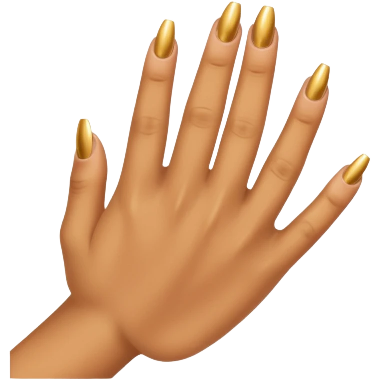 Tan skin hand with really short gold nails emoji