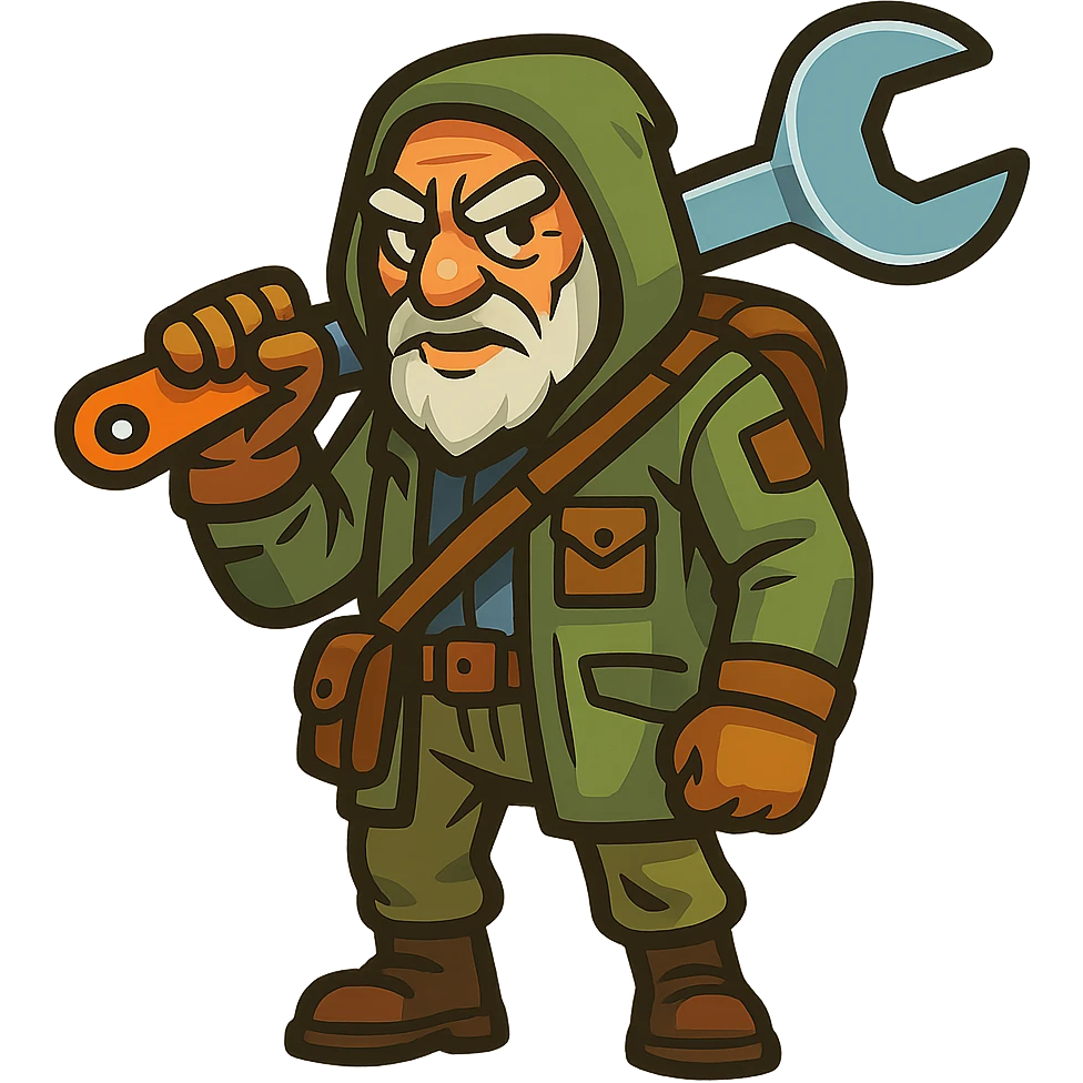 an old charismatic stalker with a big crescent wrench emoji