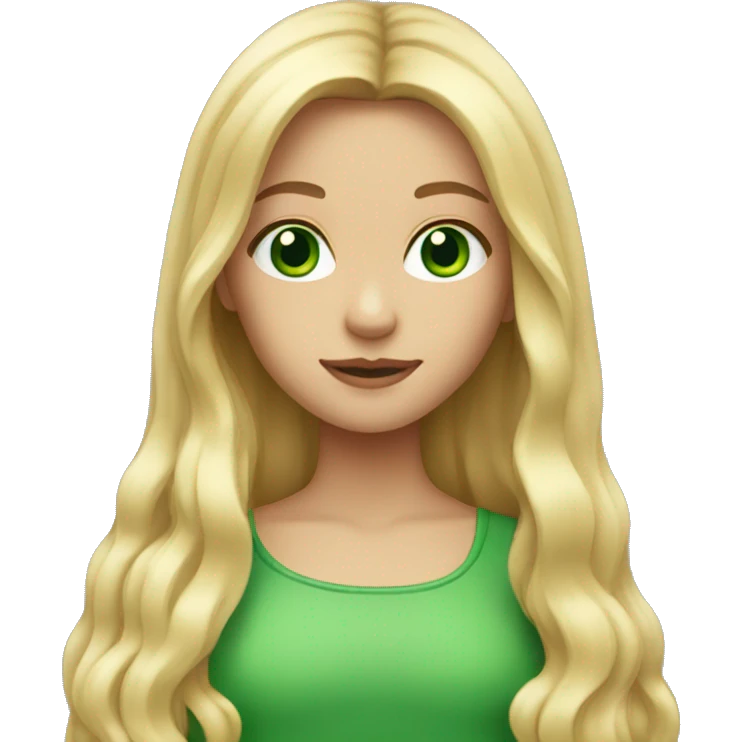 A girl with long blonde hair and green eyes emoji