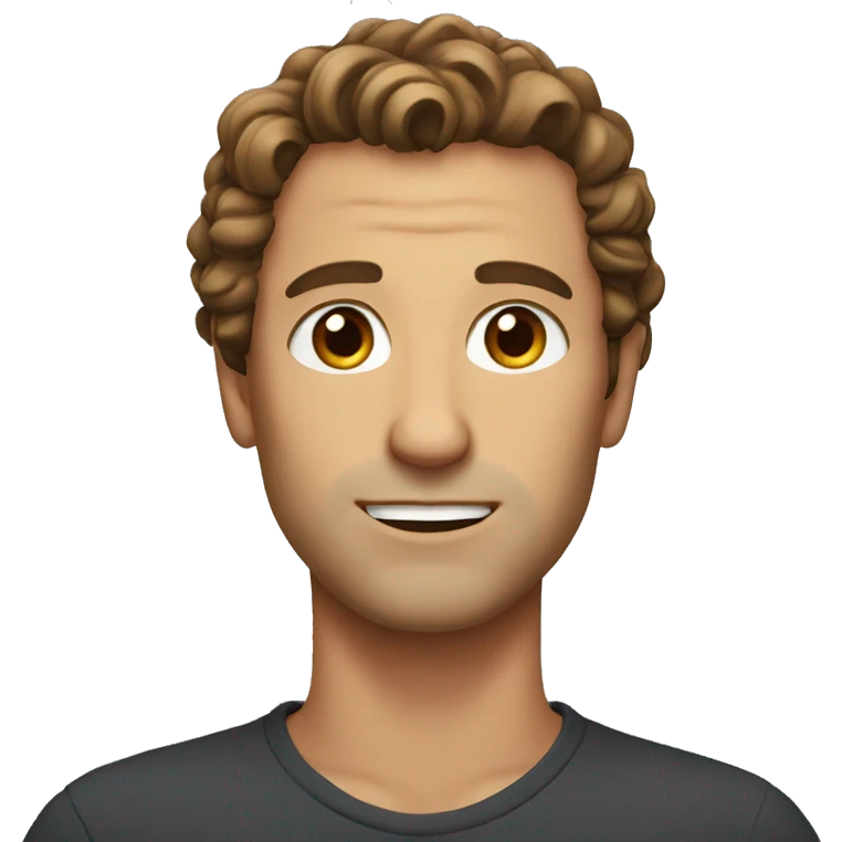a man with brown eyes and hair, curled cut emoji
