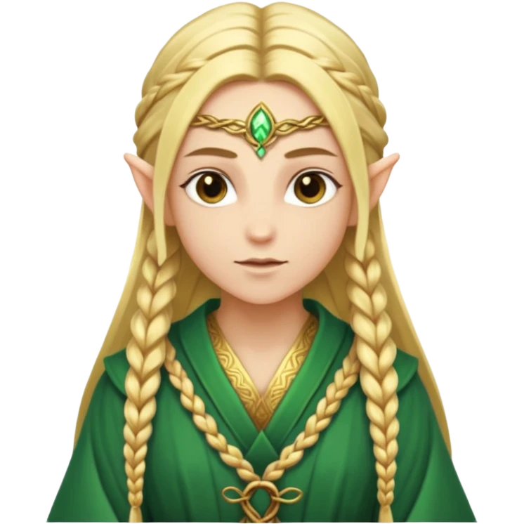 mystic elf, long golden braid, glowing runes on robe emoji