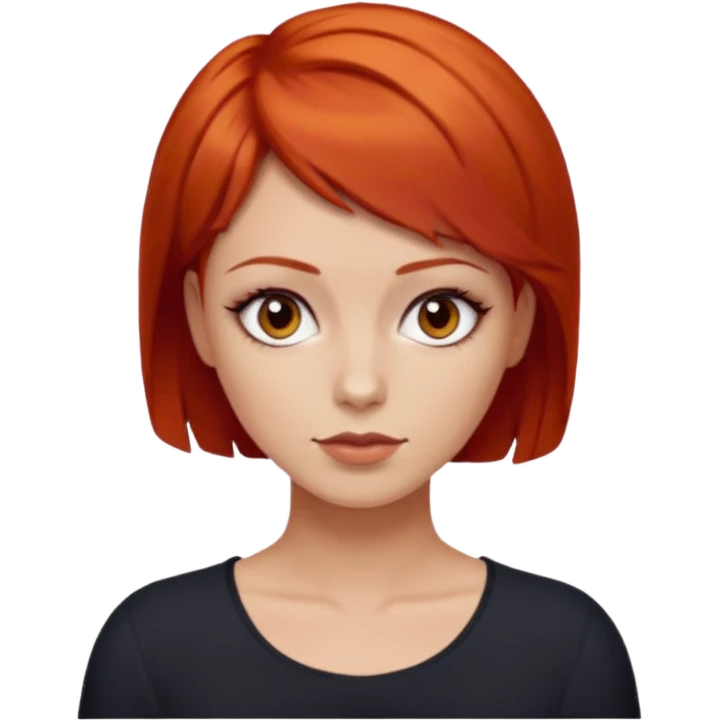 women with very short red hair and dark eyes emoji