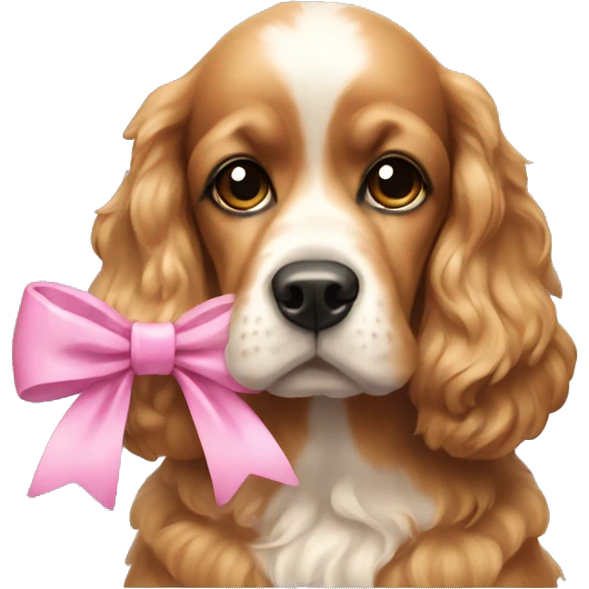 cocker dog with pink bow  emoji