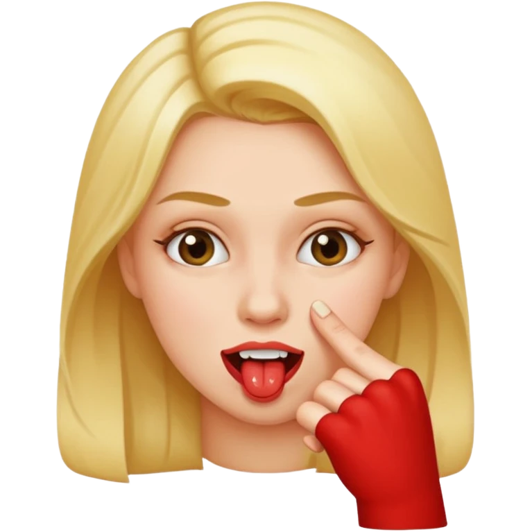 mujer mordiendo dedo emoji