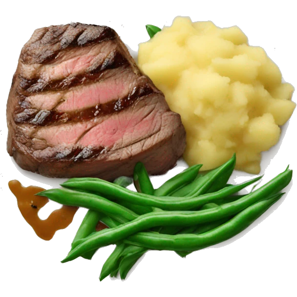 Steak dinner green beans and potato mash emoji
