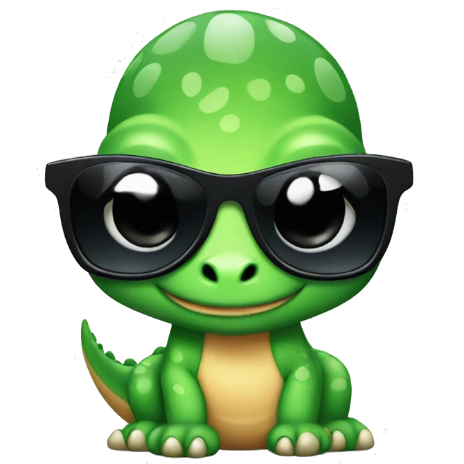 a baby dinosaur with black sunglasses emoji