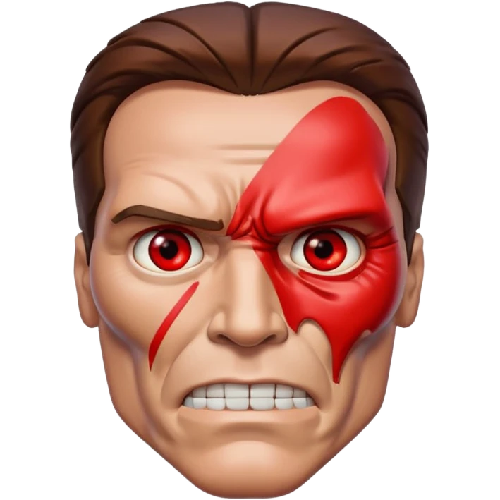 half face metal Terminator Arnold Schwarzenegger Red eyed  emoji