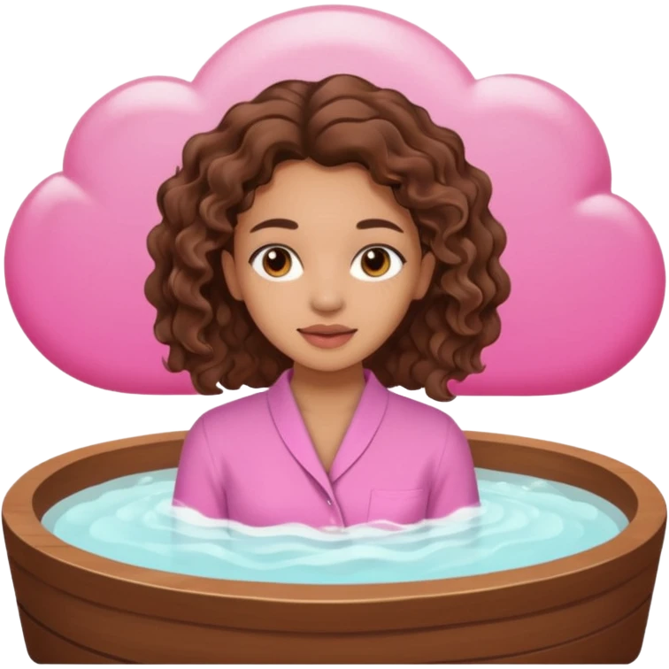 lightskin girl having a spa day with and pink shirt and brown wavy hair  emoji