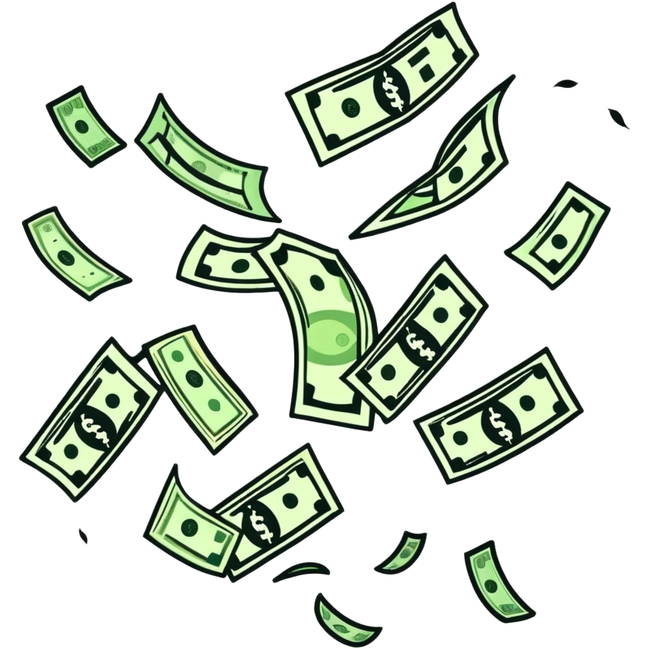 Money flying away, showing spending and expenses emoji
