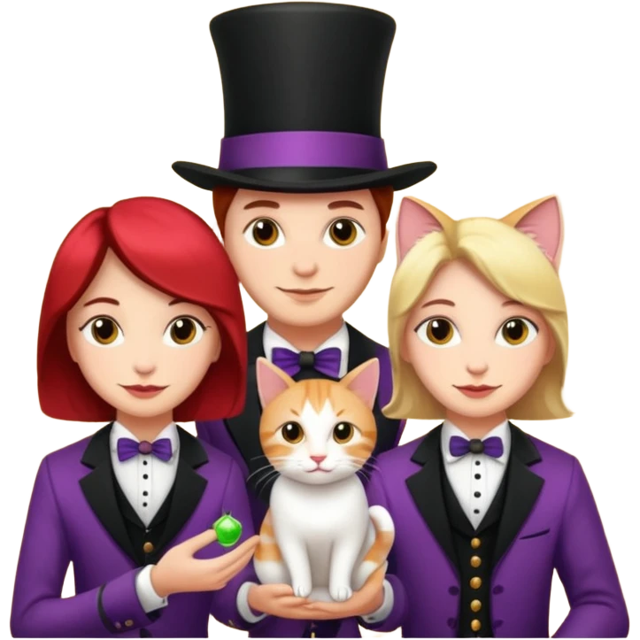 magician couple and their pet cat emoji