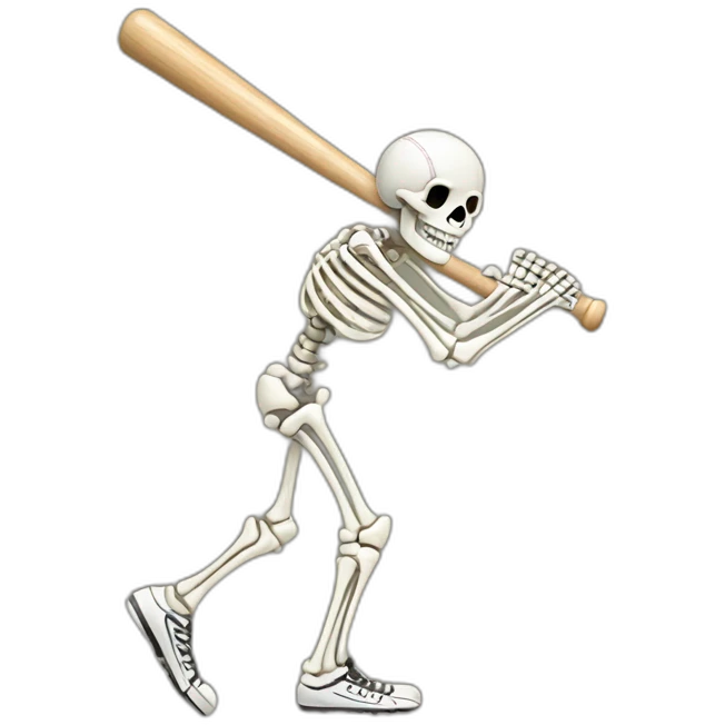 skeleton holding baseball batt emoji