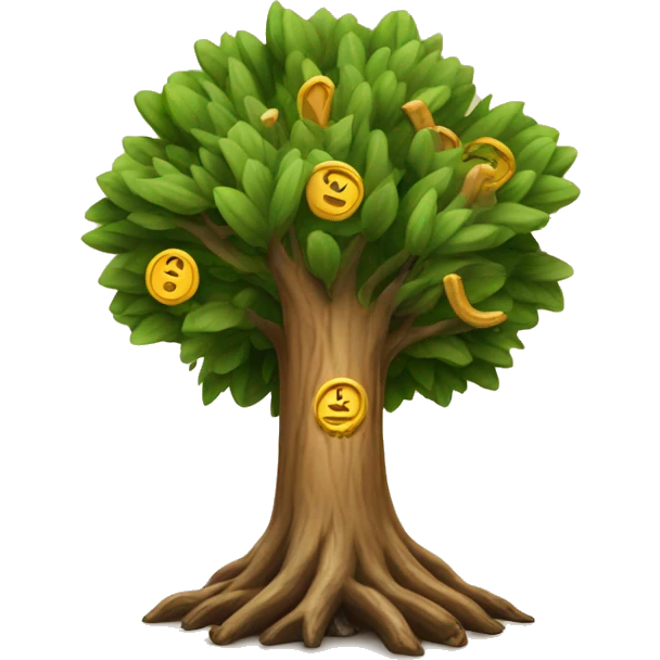 a dried up tree where the root is money emoji