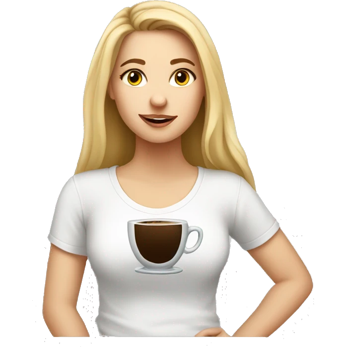 White Girl Student wearing a tshirt Saying Coffee is life  emoji