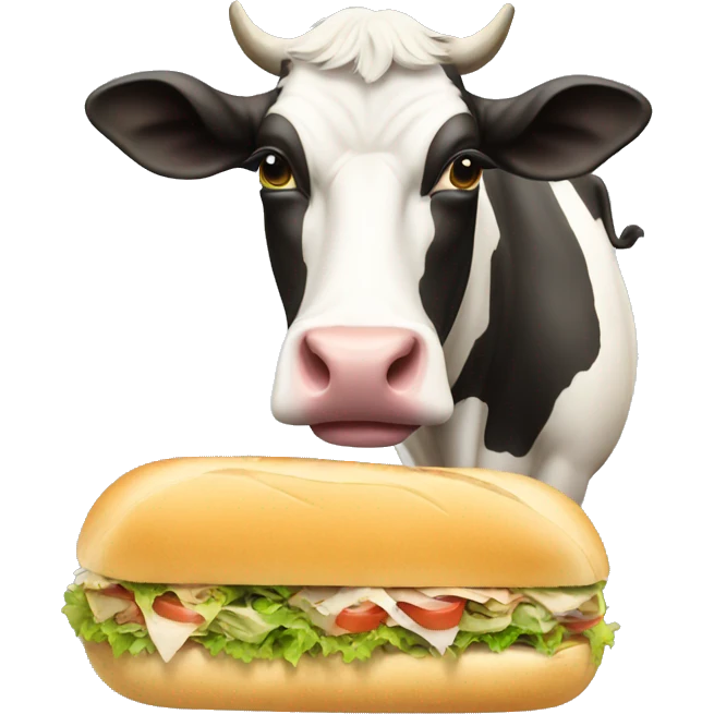 cow with headphnes eating a sub emoji