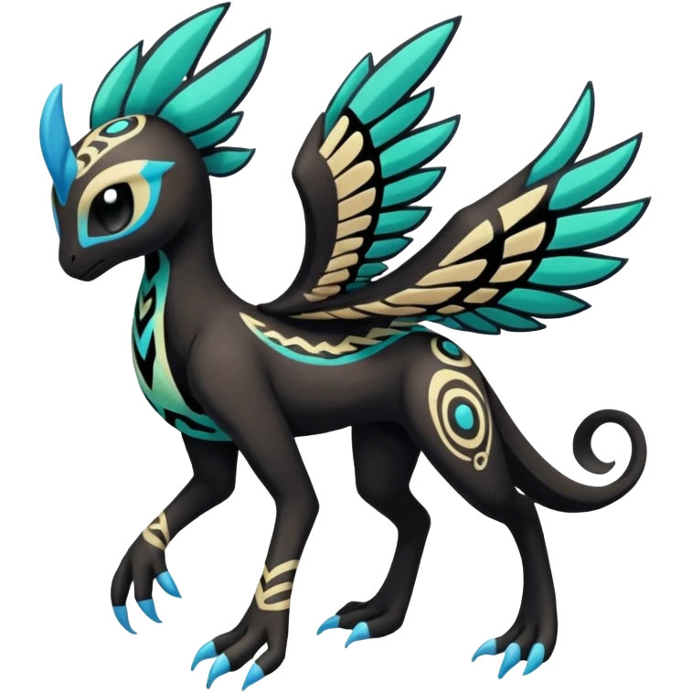 Tribal Exotic Colorful Tropical Meloetta-Venom-Stitch-Zekrom-fusion, full body, tribal markings  emoji