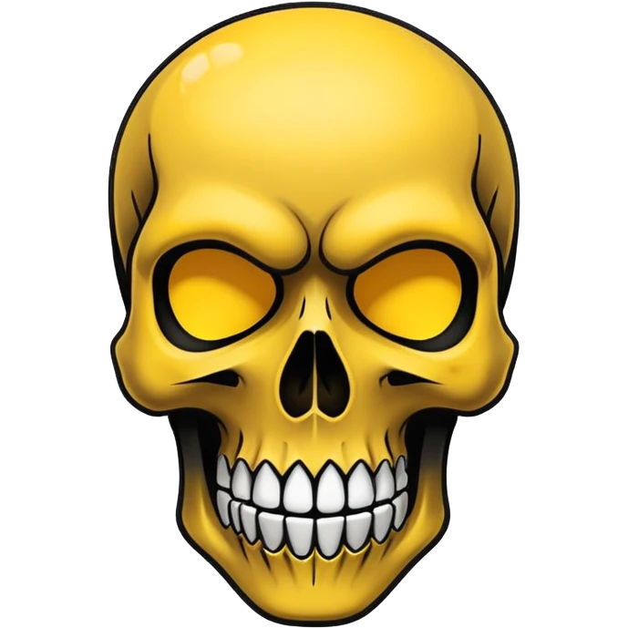 smooth black skull with graffiti brand logos, front view emoji
