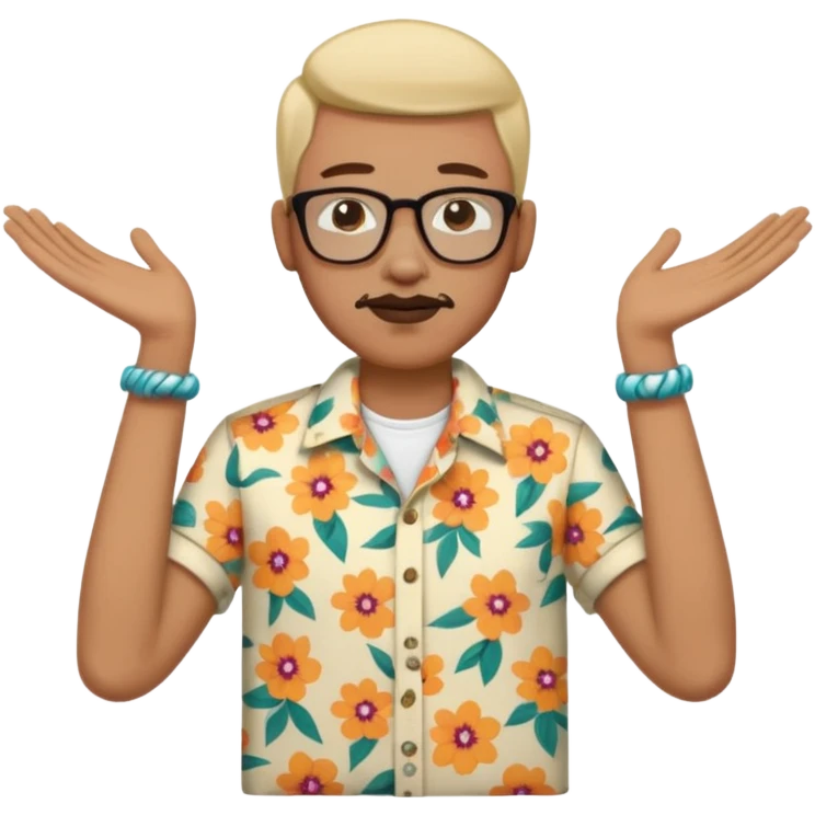 flowered hipster shirt long armed emoji