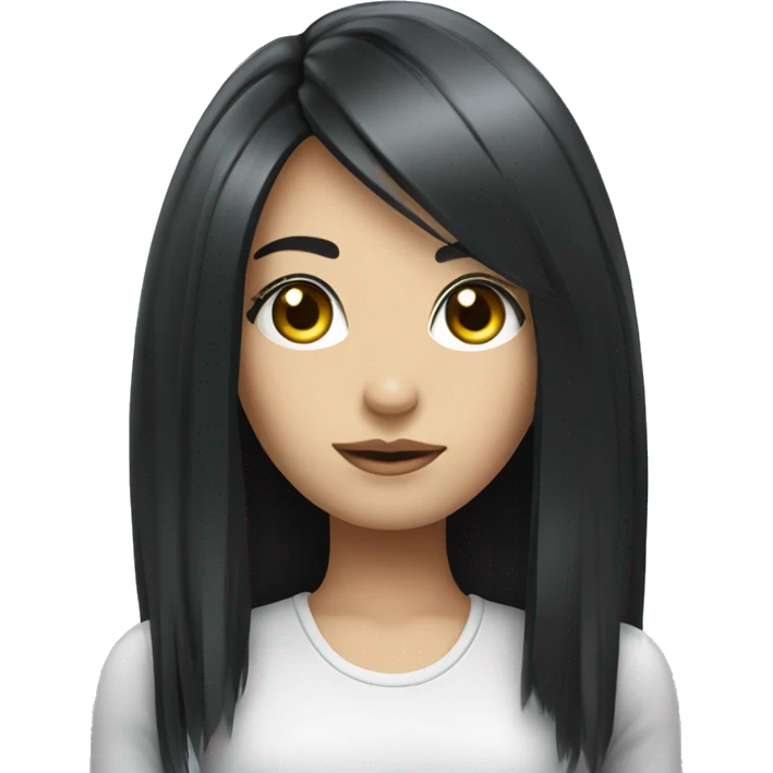 female robot chatbot with long black hair  and lashes emoji