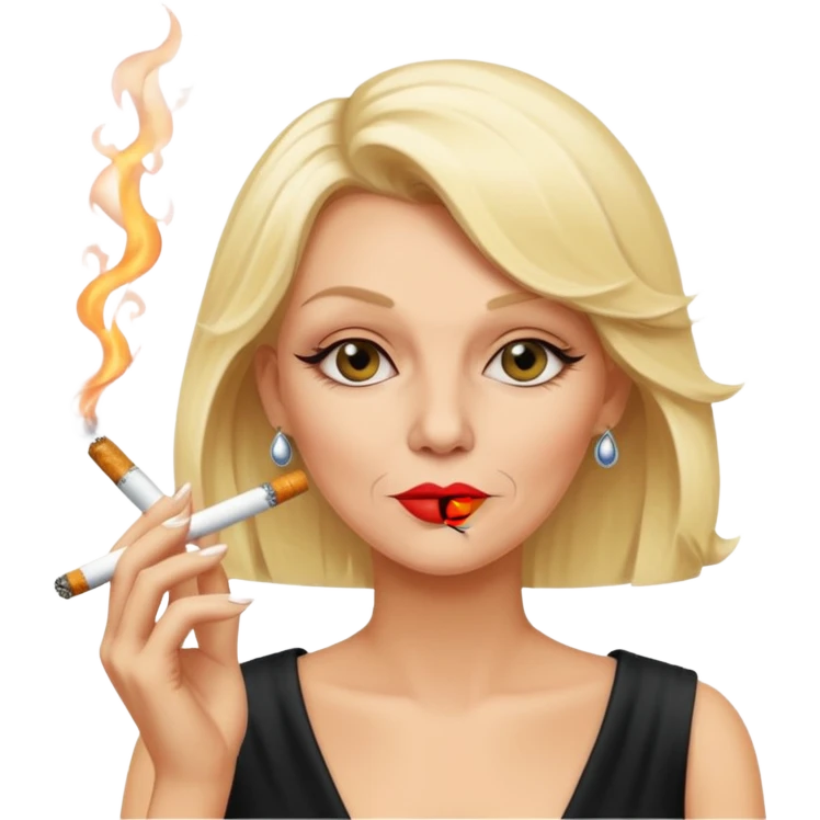 An old blonde diva smoking a cigarette emoji