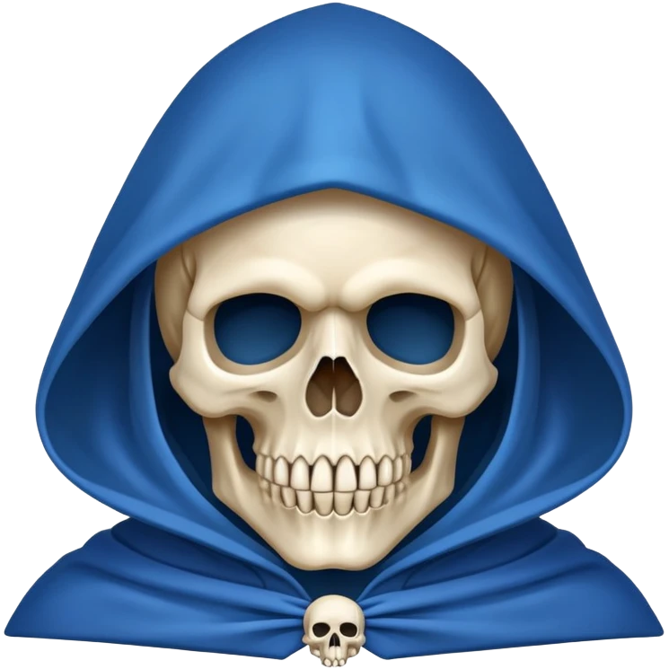 skull wearing blue hood and cloak emoji
