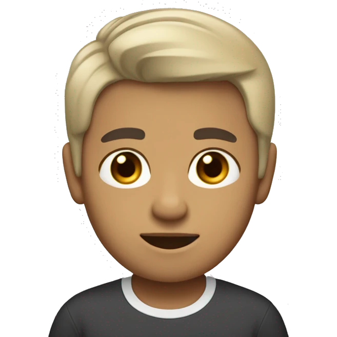 menino criança, loiro, cabelo curto, olhos   castanhos e pele bege claro emoji