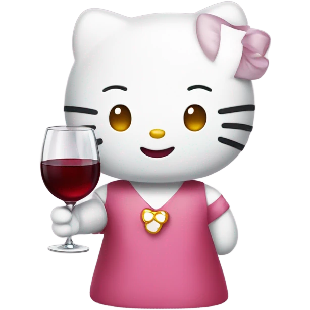 Hello Kitty drinking red wine emoji