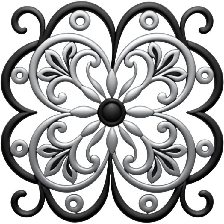Black and silver filigree design, 3D, extremely detailed design emoji