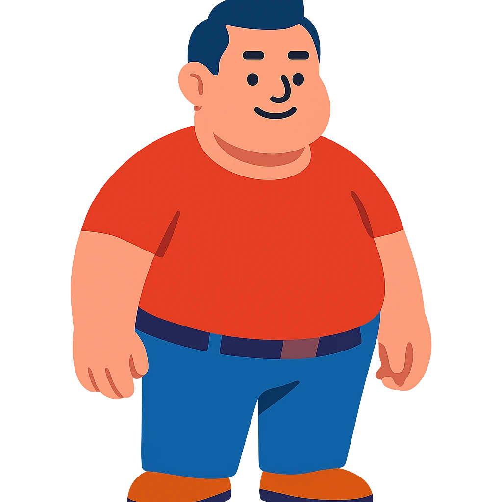 stocky endomorph male body type, standing emoji