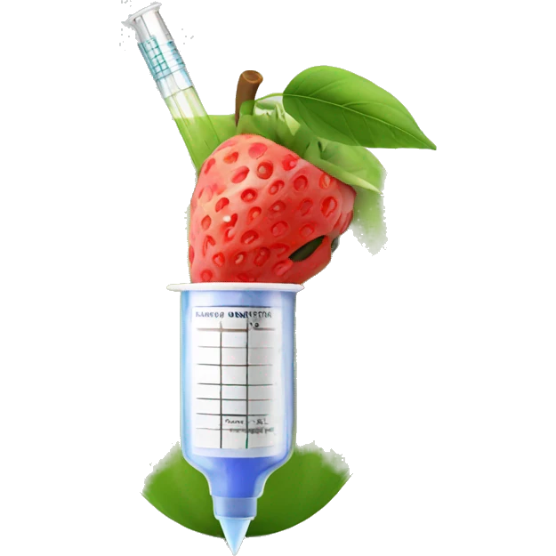 A fruit with a syringe inside of it emoji