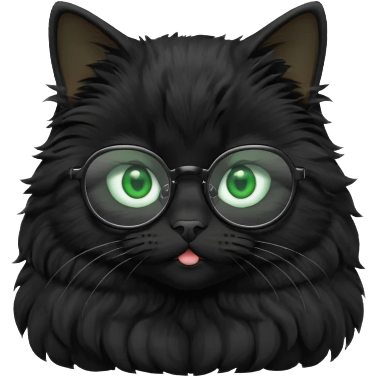 красивый черный кот в очках emoji