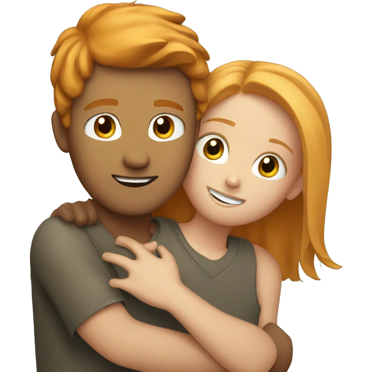 a dirty blonde girl hugging a ginger hair boy emoji