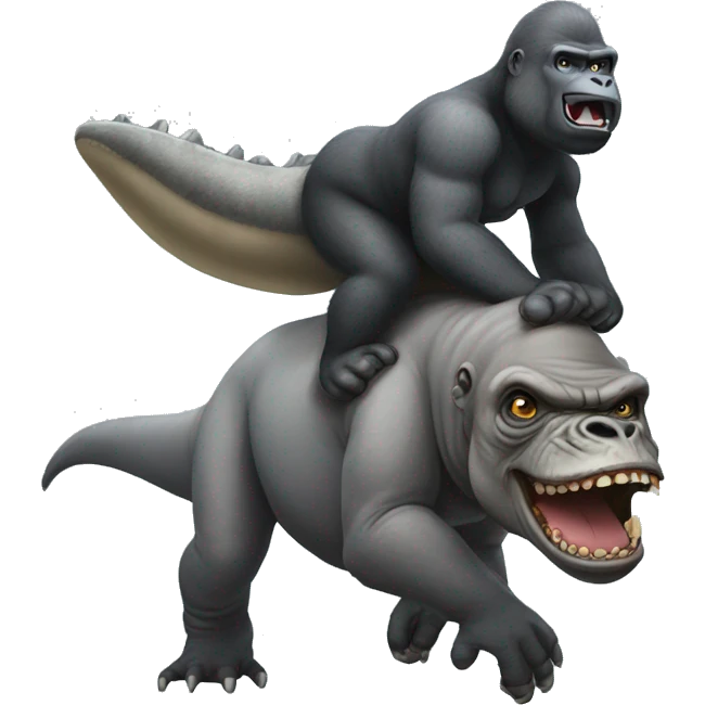 Silverback gorilla riding a t-Rex  emoji