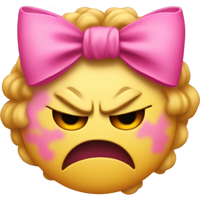 Angry emoji with a pink bow on top  emoji