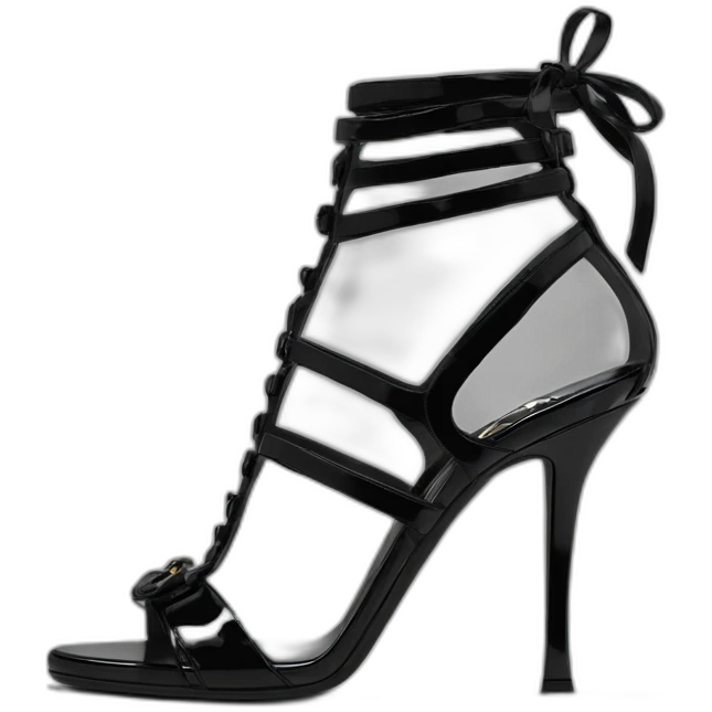 YSL TRIBUTE heel SANDAL black PATENT LEATHER emoji