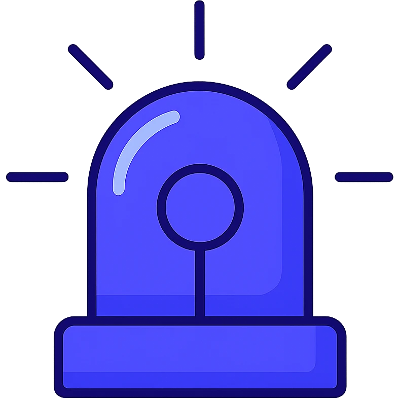 an all-round police-style beacon, rotating, in violet blue, simple and clear design, modern icon style emoji