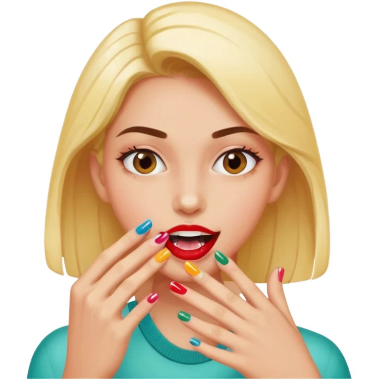 Normal emoji biting painted nail emoji