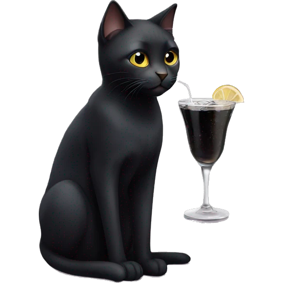 black cat with drink  emoji