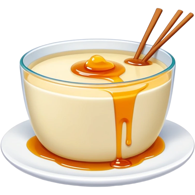 Chinese sweet Douhua tofu pudding with syrup and toppings, simplified emoji style with bold outlines and bright colors, cartoon style soft dessert emoji