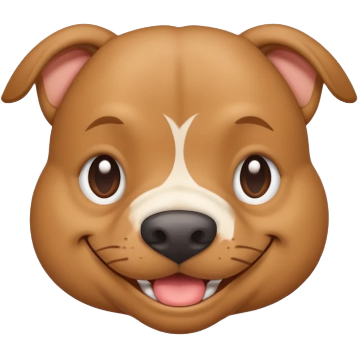 light brown pocket bully facing forwards, head and shoulders. smiling emoji