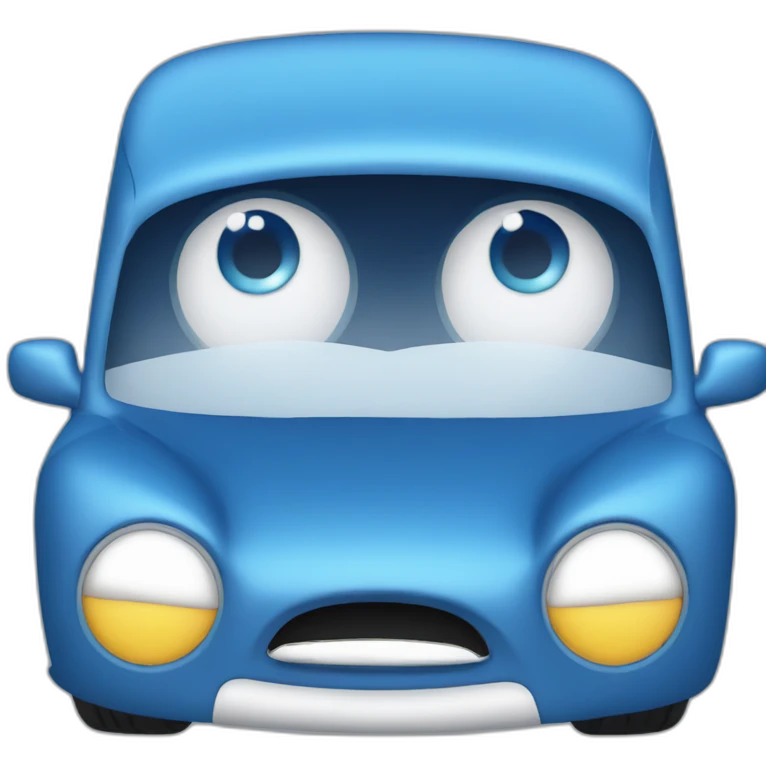 blue car with eyes emoji