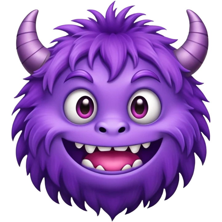 A purple monster with soft fur with a warm smile. emoji