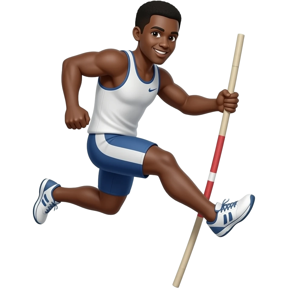 black man pole vaulting emoji
