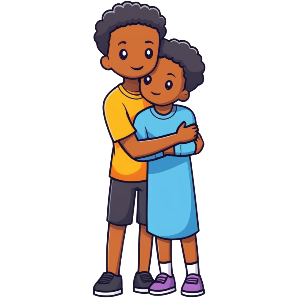 Black Brother and sister hugging emoji