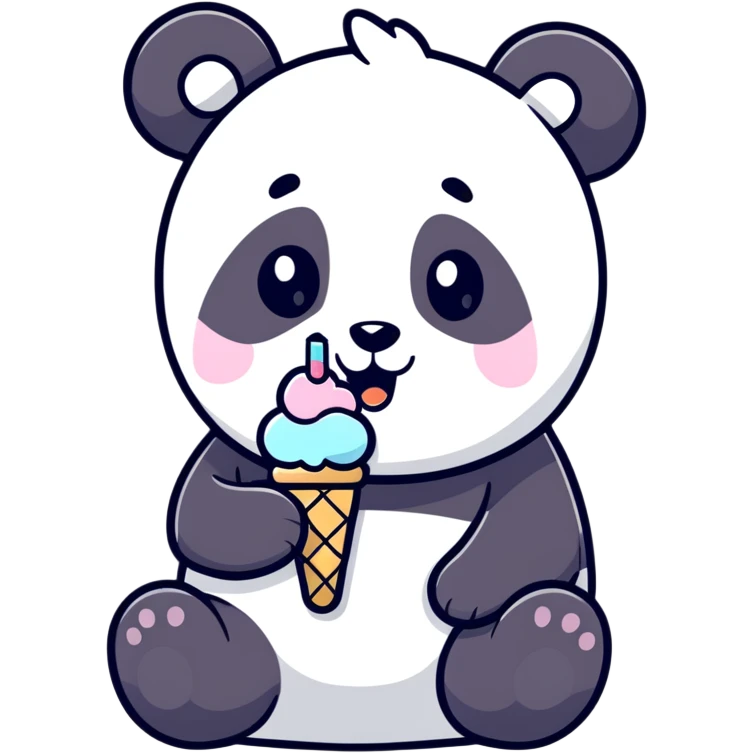 Panda eating ice cream emoji